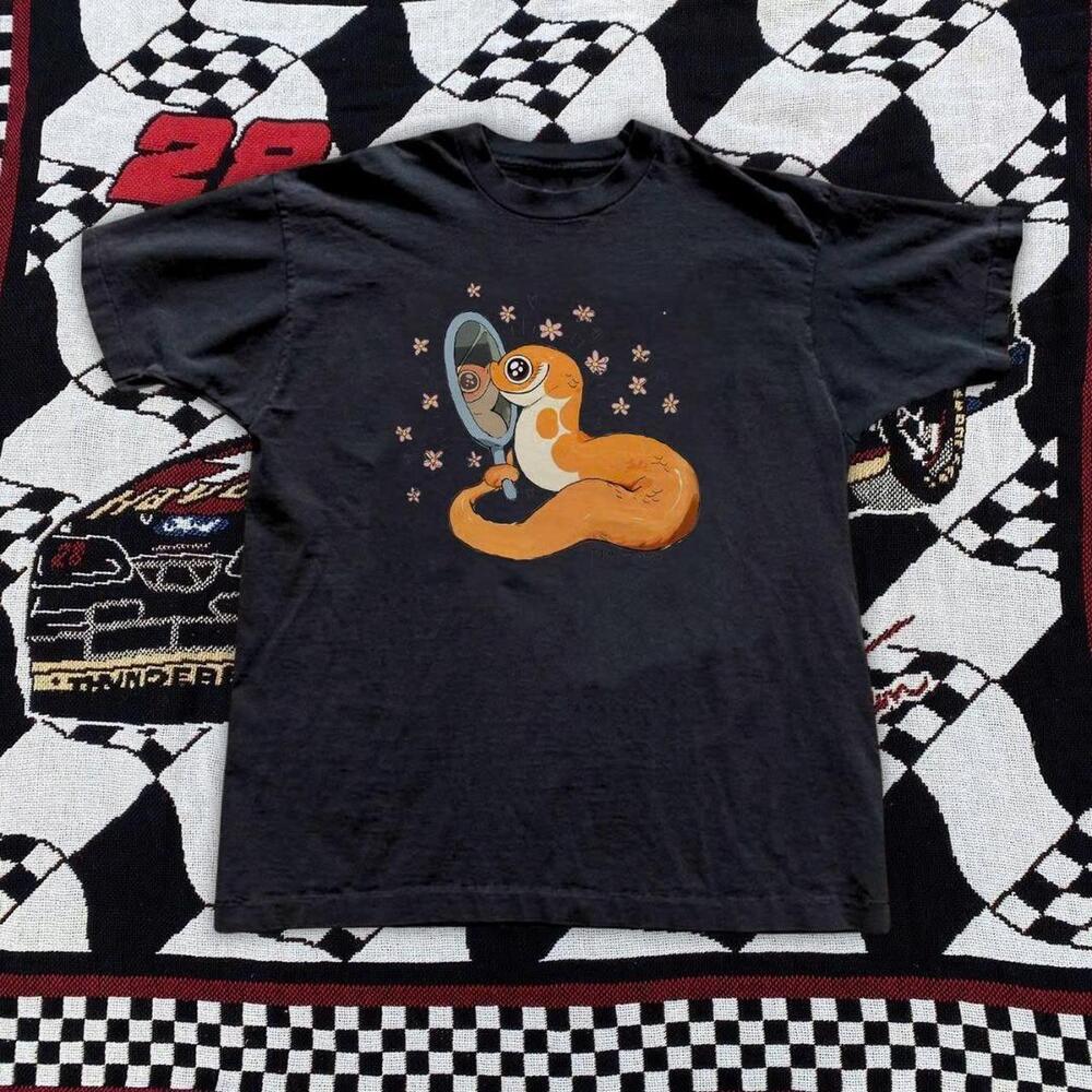 Black Style Graphic Tee With A Funky Snake Design Finds